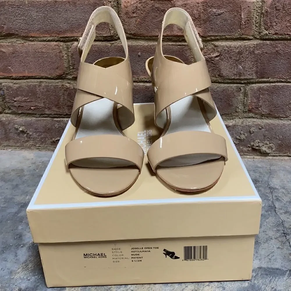 Michael Kors Nude Patent Joselle Open Toe Pump